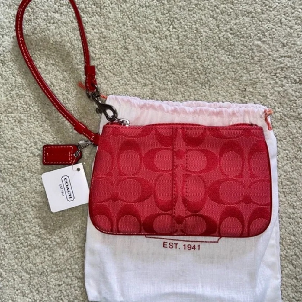 Coach Cherry "Signature C" Cloth Wristlet